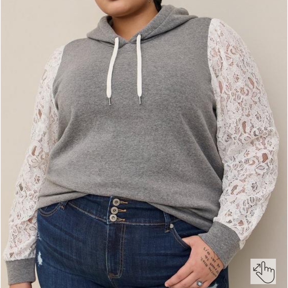 Torrid Classic Fit Cozy Fleece Lace Sleeves Hoodie